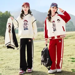 女の子 春服セット スポーツレジャーセットアップ カジュアル3点セット 子供服子供ジャージ ウェットパンツ ジュニア 野球服スポーツウェア トレーナー  vii4u253751