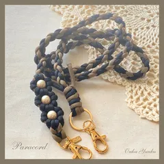 【クロホウシ】パラコード　スマホショルダー　ストラップ　ハンドメイド　お花　120cm    (No.12)