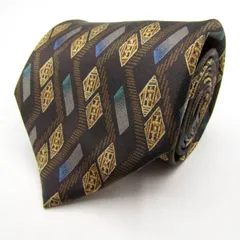 ランセル ブランド ネクタイ 格子柄 ダイヤ柄 幾何学模様 シルク PO  メンズ ブラック LANCEL 【中古】