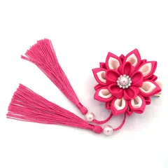 髪飾り ピンク つまみ細工 パールビーズ 成人式 卒業式 女の子 子供 キッズ ヘアピン クリップ 入園式 卒園式 雛祭り ひな祭り 花 浴衣 着物 七五三 和風 ヘアアクセサリー 髪留め 日本製 ローズ W 18 320-219 u932　Si
