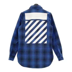 OFF-WHITE オフホワイト バックバイアスロゴ CPOジャケット チェックシャツ 長袖 厚手 メンズ XSサイズ ブルー系 トップス DM16470■