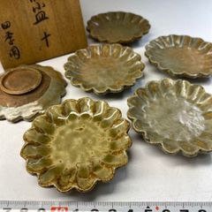 中国 南宋 官窯 氷裂漢字文 六角皿 手塩皿 小皿 6客まとめて C R6775
