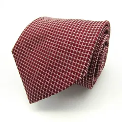 コムサイズム ブランド ネクタイ ドット 格子柄 シルク メンズ ワインレッド COMME CA ISM 【中古】