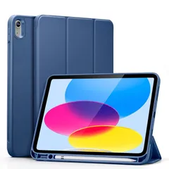 【数量限定】柔軟な背面カバー (第1世代)専用 1 三つ折りスタンド Pencil ペンシルホルダー内蔵 10.9インチ対応 オートスリープ/ウェイク 2022年 ケース 第10世代 ブルー iPad ESR