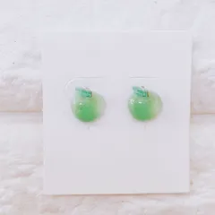 No.428　グリーンアップル　ぷっくり　キラキラ　ピアス　イヤリング