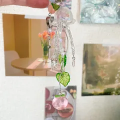 桃クラゲ　クラゲキーホルダー　ビーズキーホルダー
