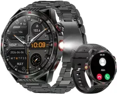 スマートウォッチ 【2024進化モデル 1.85インチ超大画面 軍用規格 2種ベルト付き 高輝度懐中電灯付き サファイアガラス搭載】 iphone対応 アンドロイド対応