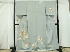 平和屋着物■訪問着　駒刺繍　草花文　正絹　逸品　AAAV4954mf