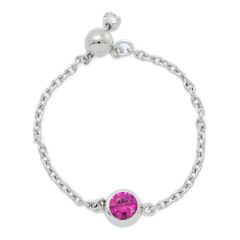 0.01ct/Orefice オレフィーチェ 7月誕生石 1P・ルビー ヌード・ダイヤモンド チェーン リング・指輪/Pt950-Pt850-0.8g/15号/#55【♀】【N】【レディース】★■557057【中古】