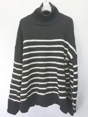 ◇ ⊇ mystic ボーダー タートルネック 長袖 ニット セーター サイズF ブラック ホワイト レディース メンズ E  【1411070019257】