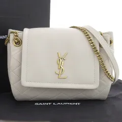 【本物保証】 箱・布袋付 新品同様 サンローラン SAINT LAURENT ミニノリータ ロゴ YSL チェーンショルダーバッグ レザー ホワイト 6727381