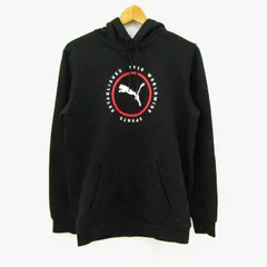 プーマ パーカー トップス プルオーバー スウェット ロゴ メンズ Sサイズ 黒×白×赤 PUMA 【中古】