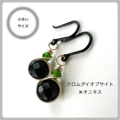 天然石【クロムダイオプサイト✖️オニキス】フックピアス