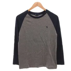ポロジーンズ ラルフローレン POLO JEANS ラグランTシャツ ロゴプリント 刺繍 長袖 L グレー /FF ☆AA★ ■MET1