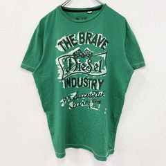 古着 used　DIESEL ディーゼル　半袖プリントTシャツ　カジュアル　シングルステッチ　クルーネック　緑　XLサイズ