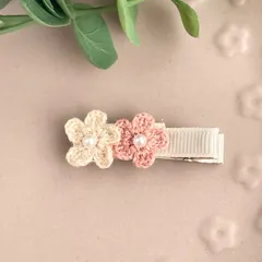 お花ヘアクリップ(アイボリー×ピンク)
