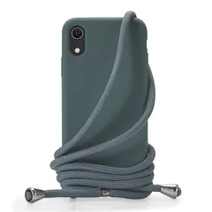 Handodo Apple iPhone XR 用 ケース iPhone XR カバー ネック ショルダー ストラップ付き スマホ シリコン カバー 紐付き 斜めがけ 織りス 0