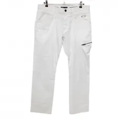 【美品】オークリー パンツ 白×ライトグレー 地模様 ロゴ刺しゅう ティー装着可 メンズ 36 ゴルフウェア Oakley