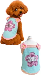 §Ｂｇ３ 犬服夏用 キャミソール タンクトップ おしゃれで涼しい ドッグウェア 女の子用 韓国風 花付き ギャル風 Y2K(ブルー,  XL)