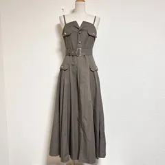 Apuweiser-riche アプワイザーリッシェ ミリタリージャンスカ ベルト付 キャミワンピース ジャンパースカート カーキ サイズ2 M カーキ