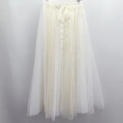 ◇ Θ MEW'S REFINED CLOTHES ウエストゴム ロング フレアー チュールスカート サイズM オフホワイト レディース E  【1504240011004】