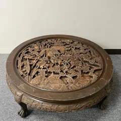 GMHH305○座卓 中国美術 花鳥図 花梨 飾り台 香炉台 花台 盆栽台