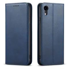 PinLiSheng 360度保護 対応 ケースxr iphone (iphone iphone スタンド機能 カード収納 マグネット式 放熱性 着脱しやすい xr xr 軽量 耐衝撃 レザー 携帯カバー 手帳型 スマホケース ネイビー) ケース ケース ケー