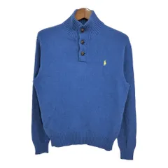 Polo by Ralph Lauren ポロ ラルフローレン コットン ニット セーター ワンポイントロゴ ブルー (メンズ M) 中古 古着 S1369
