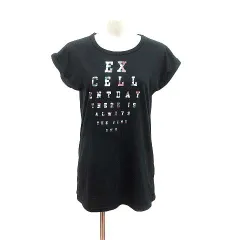 ボナジョルナータ BUONA GIORNATA Tシャツ カットソー チュニック丈 ロゴプリント 半袖 F 黒 ブラック /YKのサムネイル