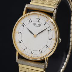 稼働 1984年製 SEIKO セイコー ゴールド 蛇腹ベルト メンズ 新品電池