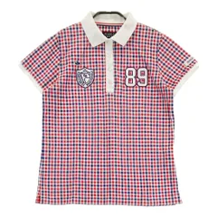 サイズ：1 PEARLY GATES パーリーゲイツ  半袖ポロシャツ ワッペン チェック柄 レッド系 [240101268786]# ゴルフウェア レディース ストスト