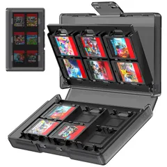 TRANSNOVO 24枚 Switch 2ゲームケース スイッチ カセットケース カード 24枚収納 耐衝撃/防水/防塵/落下防止 Switch 2/Switch/OLED/Lite対応 軽量コンパクト設計 ゲームカード固定 簡単開閉 旅行・自宅用 プレゼン