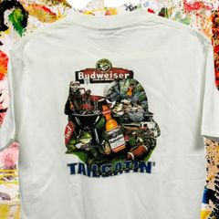 カメレオン バドワイザー レトロ リプリント Tシャツ 半袖 メンズ 新品 白 新品 新品未使用 レトロ 個性的 奇抜 エモい バンドT カットソー 攻め 前衛的 ヴィンテージリプリント  古着 好き綿 男性 衣類 トップス お洒落 ハイデザイン 男性