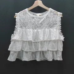 ◇ H&M スリーブレス フリル ティアード ワントーン シンプル ブラウス サイズL ホワイト レディース E 【1310300003274】