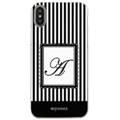 【新品未使用】iPhone13 アイフォン13 クリア ハードケース ( ストライプホワイト  イニシャルA ) ボーダー ストライプ イニシャル アルファベット