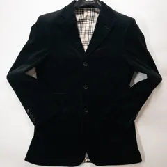 【美品】バーバリーブラックレーベル Burberry Black Label テーラードジャケット ストレッチ 綿 コーデュロイ 黒 38/M ノバチェック柄 総裏 3B 三つボタン