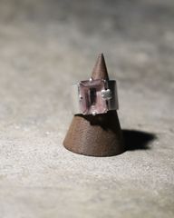 baby pink square stone chunky ring ベビーピンク クリアカラー スクエア ストーン チャーム vintage ヴィンテージ チャンキー リング 指輪 13.5号