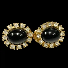 希少 80s クリスチャンディオール Christian Dior ラインストーン ゴールド イヤリング フラワーモチーフ カラーストーン ジュエリー アクセサリー 耳飾り ヴィンテージ