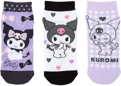 サンリオ SANRIO キッズスニーカーソックス3足セット 靴下 子供 19-21cm クロミ クロミちゃん kuromi 455181