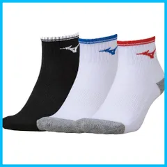 【特価セール】ブラック×ブルー×レッド 62JX2Z10 3足組 ショート丈ソックス 25-27cm テニスウェア [ミズノ]