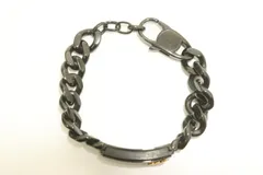 【中古】 EMPORIO ARMANI メンズブレスレット -- チェーン ブレスレット EMPORIO ARMANI -- 黒 ブラック 無地 STEEL