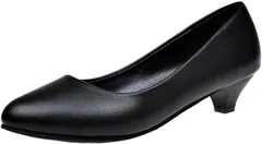 motayu18 疲れない パンプス レディース 歩きやすい 靴 ヒール フォーマル 冠婚葬祭 痛くならない ローヒール 走れる 通勤 仕事 立ち仕事 ハイヒール 就活 ビジネス リクルート(ブラック ヒール細3cm,  24.5 cm)