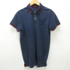 H■アメリカンイーグル/AMERICAN EAGLE 鹿の子地 半袖ポロシャツ【S/P】紺/MENS■118【中古】