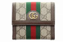 グッチ GUCCI OPHIDIA フレンチフラップウォレット 52317396IWG8745 オフィディア GG柄 シェリーライン Wホック 財布  【ブランド古着ベクトル】【中古】☆AA★▲■241031