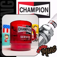 【 STACKING MUG / スタッキングマグ   積み重ねられるマグ  】 CHAMPION SPARK PLUGS（チャンピオン スパークプラグ） / クリアレッド 〚アメリカン雑貨 アメトイ〛