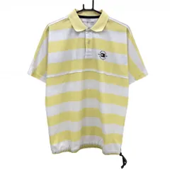 【超美品】トミーヒルフィガー 半袖ポロシャツ イエロー×白 ボーダー  メンズ L ゴルフウェア サンプル品 Tommy Hilfiger Golf