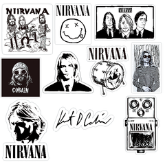 カート・コバーン Kurt Cobain ステッカー 10個 セット ニルヴァーナ NIRVANA  ロック バンド シール -1