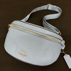 48 美品 COACH コーチ ウエストポーチ ライトブルー