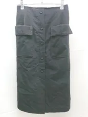 ◇ VIS ヴィス 前ボタンデザイン ウエストゴム ひざ丈 タイト スカート サイズM ブラック レディース E  【1303160011626】