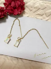 小ぶり　宝石質オパールAAA- ピアス  K18真空メッキ素材　サージカルステンレス　アメリカンピアス　つけっぱなし